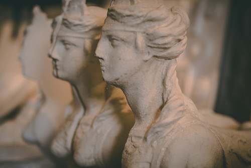 statue three concrete head busts sculpture
