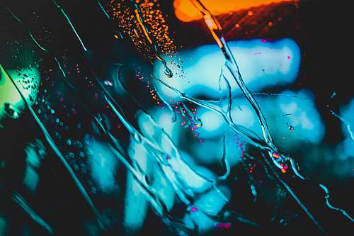 graphics water flowing on clear glass floral design