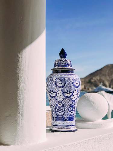 pottery white and blue ceramic floral floor vase porcelain