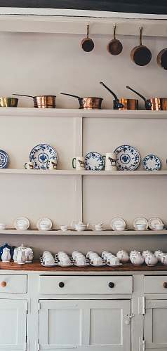 pottery white wooden cabinet shelf
