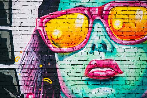 graffiti woman wearing sunglasses wall graffiti wall