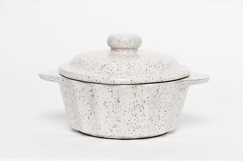 grey white ceramic cooking pot with lid bowl
