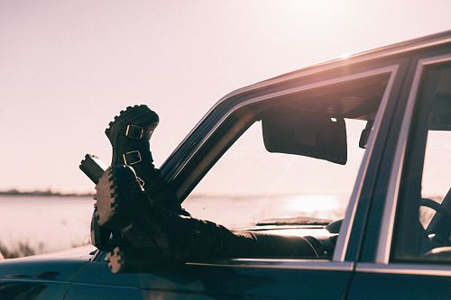 person sitting inside car