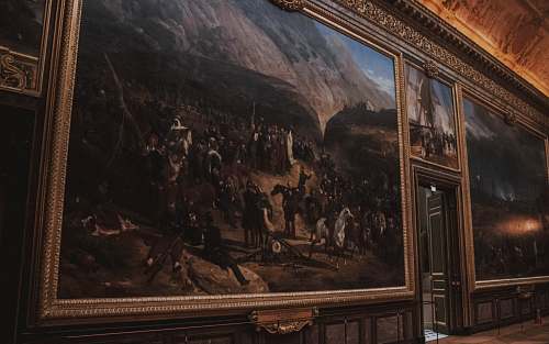painting brown wooden framed painting of forest versailles