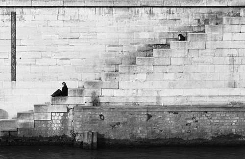 stairs landscape photograph of wall grey