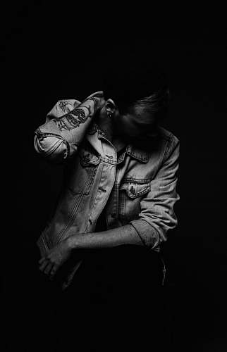 people woman wearing denim jacket human
