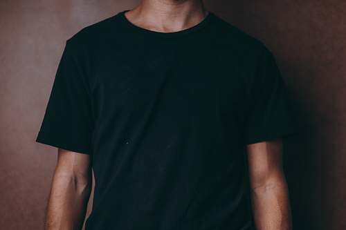 clothing man wearing black crew-neck t-shirt apparel