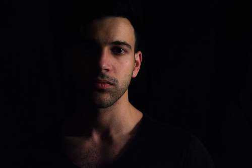 person man's half-face people
