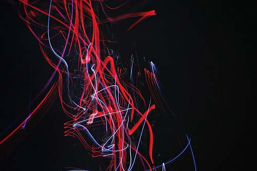 neon red and blue doodle artwork with black background red