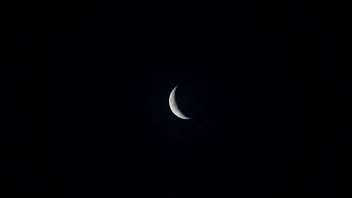 outdoors crescent moon during nighttime black