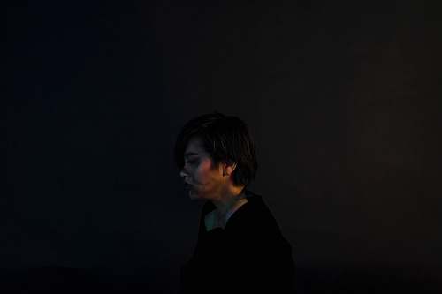 human woman wearing black tops people
