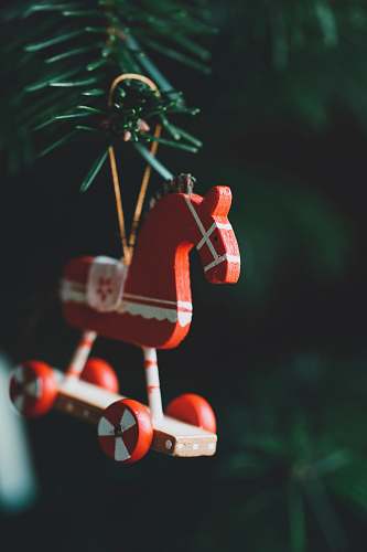figurine orange and white horse christmas tree ornmaent toy