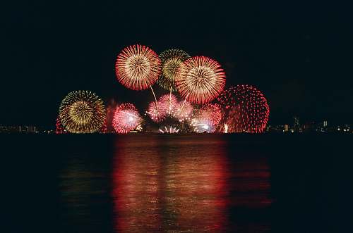 outdoors mirror photography of fireworks display night