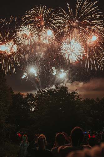 night group of people watching fireworks display fireworks
