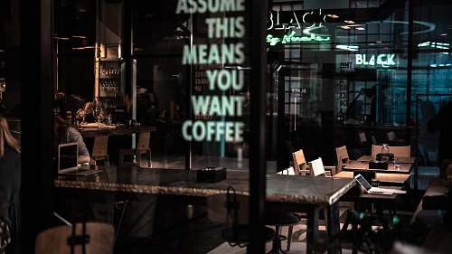 cafe glass wall and glass door of coffee shop chair